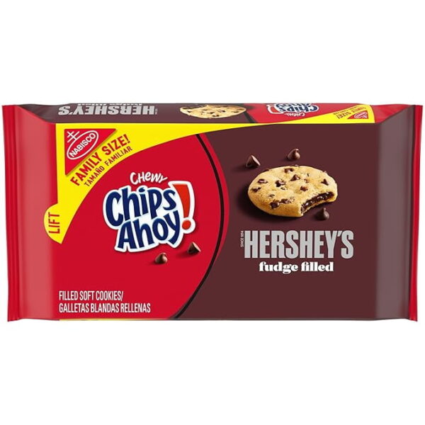 CHIPS AHOY! Chewy Hershey's Fudge Filled Soft Chocolate Chip Cookies. Family Size. 14.85 oz ( Pack of 2 )