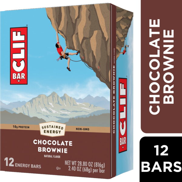 CLIF BAR Chocolate Brownie Flavor Energy Bars. Plant Based Protein Bars. 12ct