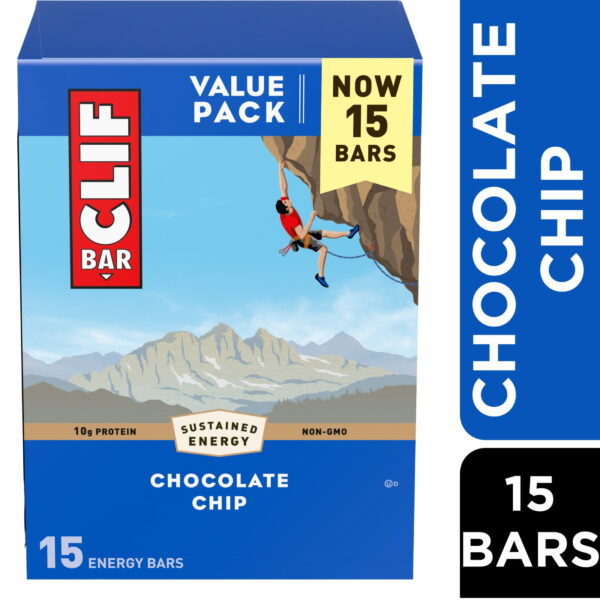 CLIF BAR Chocolate Chip Energy Bars. Plant Based Protein Bars. 15ct