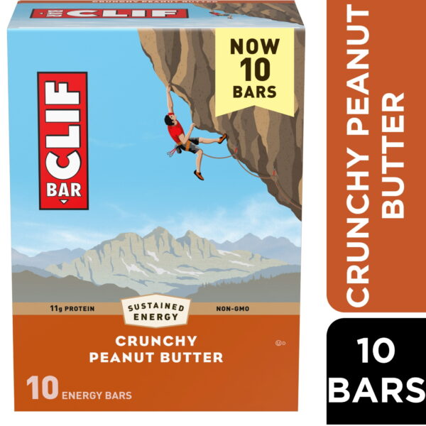 CLIF BAR Crunchy Peanut Butter Energy Bars. Plant Based Protein Bars. 10ct