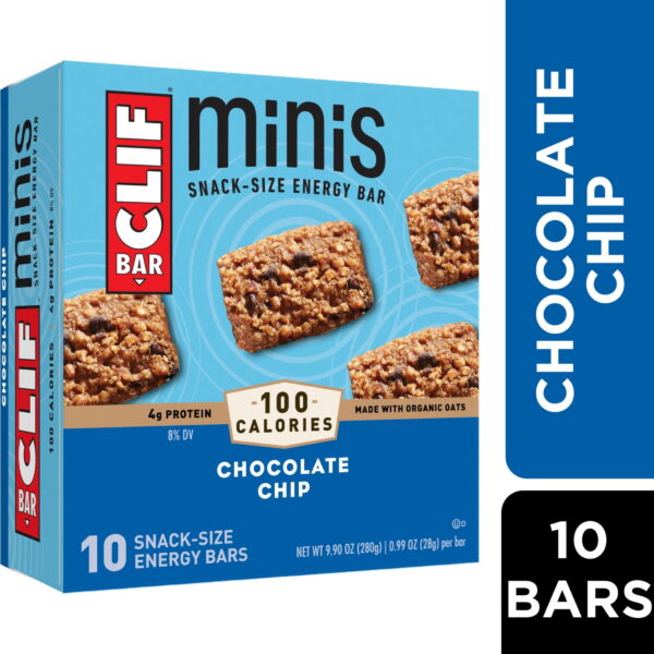CLIF BAR Minis Chocolate Chip Flavor Snack-Size Energy Bars. 10ct
