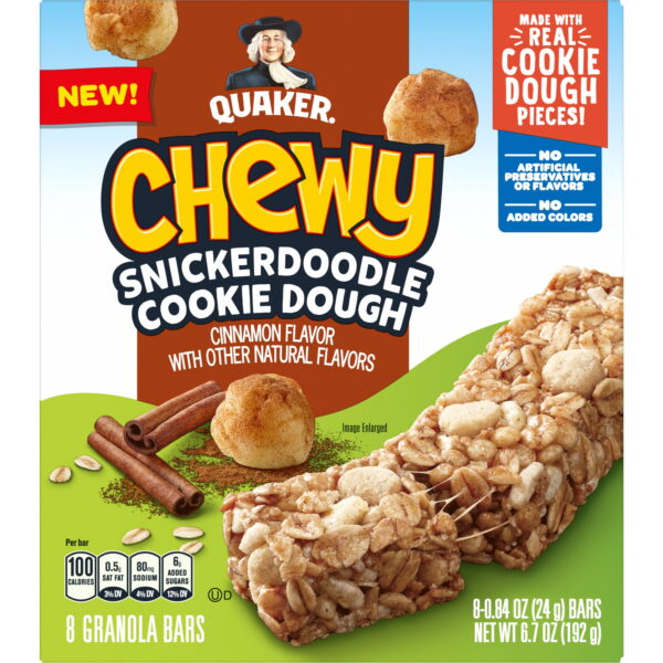 Quaker Chewy Granola Bars. Snickerdoodle. 0.84 oz. 8 Count