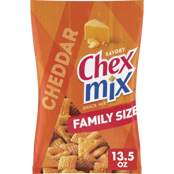 Chex Mix Cheddar Savory Snack Mix. Family Size. 13.5 Oz Packaging May Vary - Pack of 3