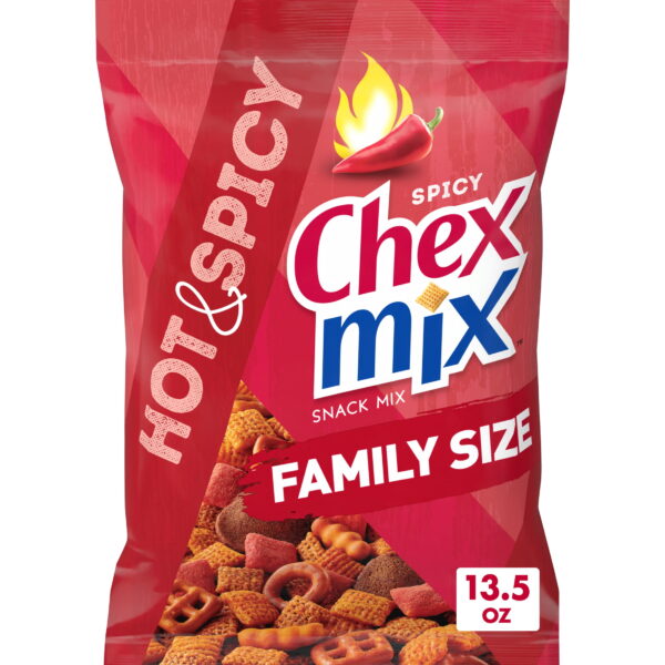 Chex Mix Hot and Spicy Savory Snack Mix. Family Size Snack Bag. 13.5 oz