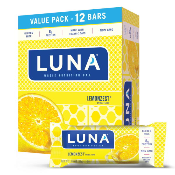 Clif Bar Luna Minis Energy Bar SMR- Box of 12 1.69oz (48g) Bars (Lemon Zest)