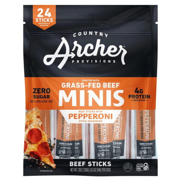 Country Archer Beef Pepperoni Minis. 0.5 Ounce (24 Count)