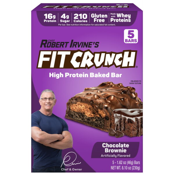 FITCRUNCH Chocolate Brownie Protein Bar. 16Gg. 5ct