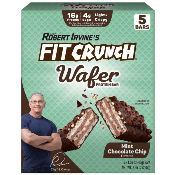 FITCRUNCH Mint Choc Chip WAFER Protein Bar. 16g. 5ct