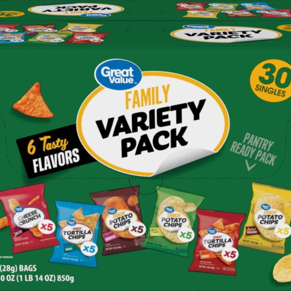 Great Value Family Variety Chips Pack. 30 Count. 1 oz