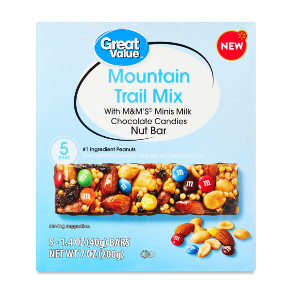 Great Value Mountain Trail Mix Nut Bar. 1.4 oz. 5 Count