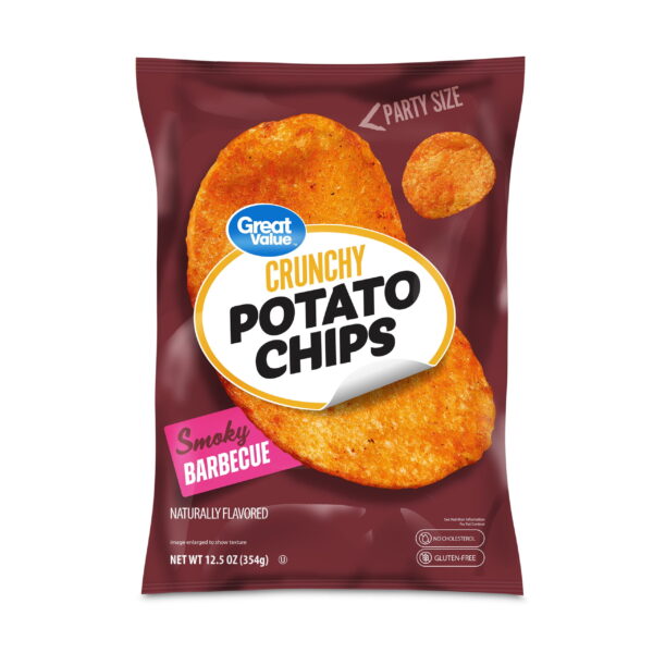 Great Value Party Size Barbecue Flavor Potato Chips. 12.5 oz