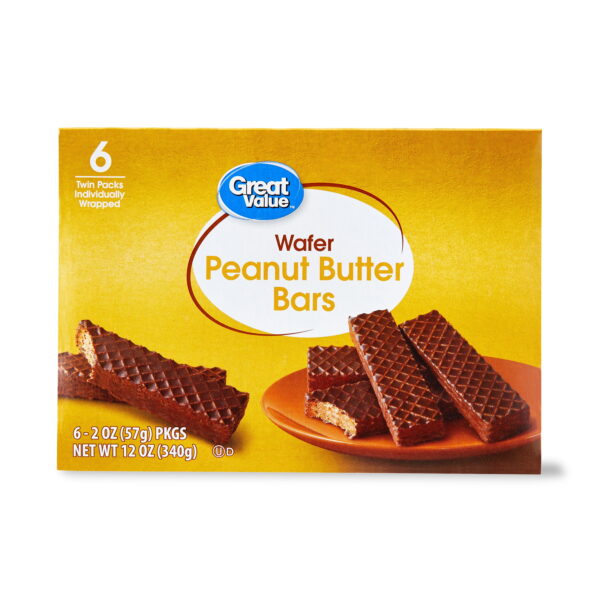 Great Value Peanut Butter Wafer Bars. 2 oz. 6 Pack
