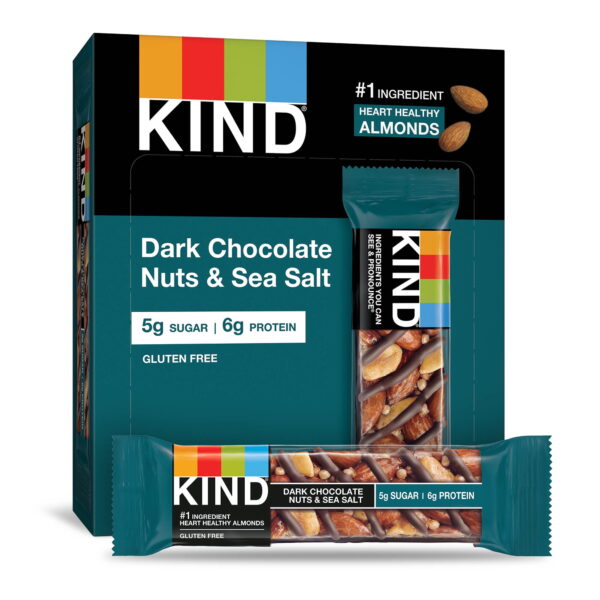 KIND Bars. Dark Chocolate Nuts & Sea Salt. 12 Bars. Gluten Free