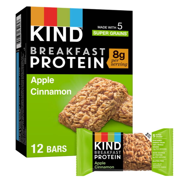 KIND. Gluten Free. Apple Cinnamon. Breakfast Protein Bars.  6-Count. 1 Cardboard Box