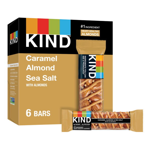 KIND Gluten Free Caramel Almond & Sea Salt Snack Bars. 1.4 oz. 6 Count Box