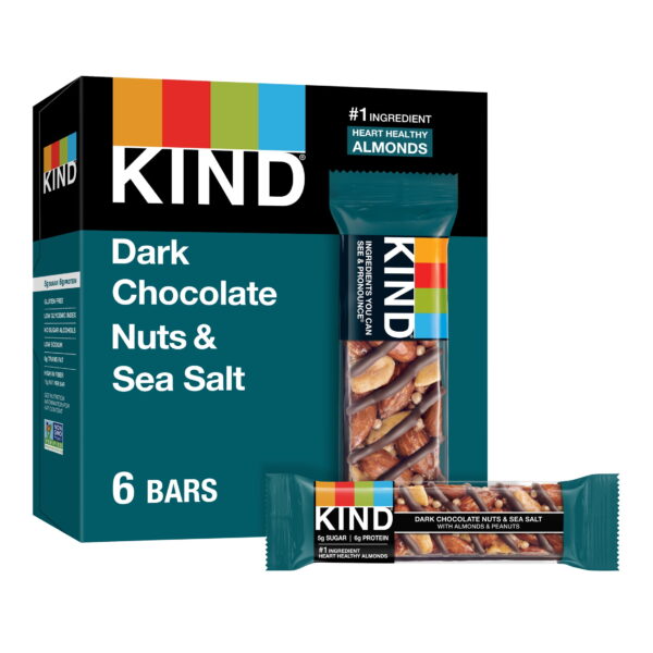 KIND Gluten Free Dark Chocolate Nuts & Sea Salt Snack Bars. 1.4 oz. 6 Count Box