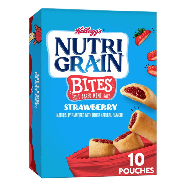 Kellogg's Nutri-Grain Bites Strawberry Chewy Soft Baked Mini Breakfast Bars. Kids Snacks. 13 oz. 10 Count
