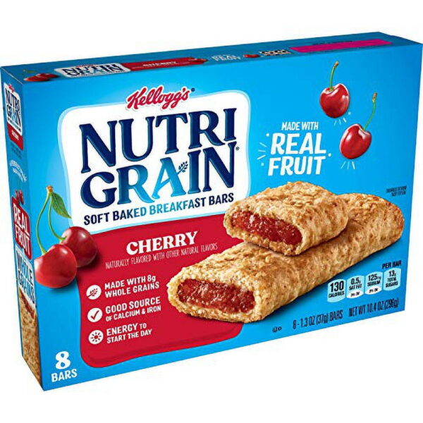 Kellogg's Nutri-Grain. Soft Baked Breakfast Bars. Cherry. Made with Whole Grain. 10.4 oz (8 Count)
