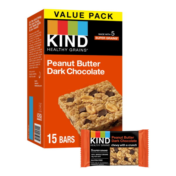 Kind Healthy Grains Bars Peanut Butter Dark Chocolate. 15 Ct box