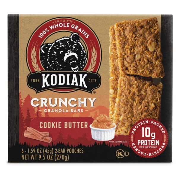 Kodiak Protein-Packed Cookie Butter Crunchy Granola Bars. 1.59 oz. 6 Count Cardboard Box