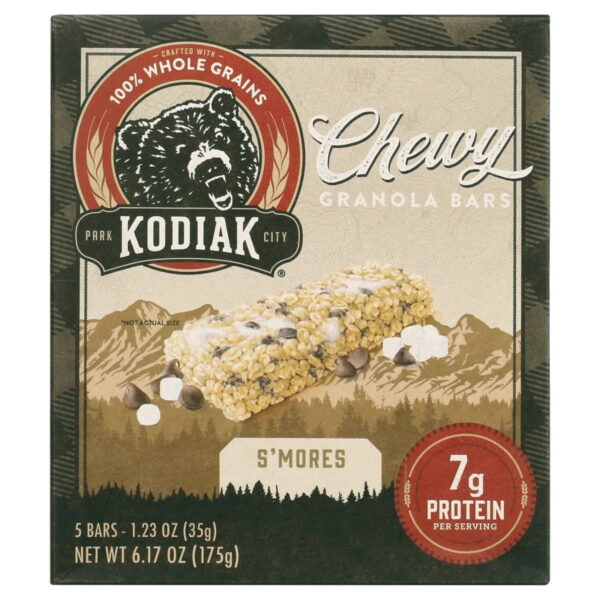 Kodiak Protein-Packed S'mores Chewy Granola Bars. 1.23 oz. 5 Count Cardboard Box