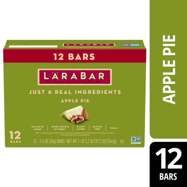 Larabar Apple Pie. Gluten Free Vegan Fruit & Nut Bars. 12 Ct. 1.6 oz Bars