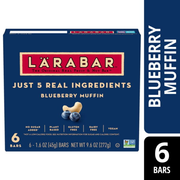 Larabar Blueberry Muffin Fruit and Nut Bars. Gluten Free and Vegan. 9.6 oz. 6 Ct