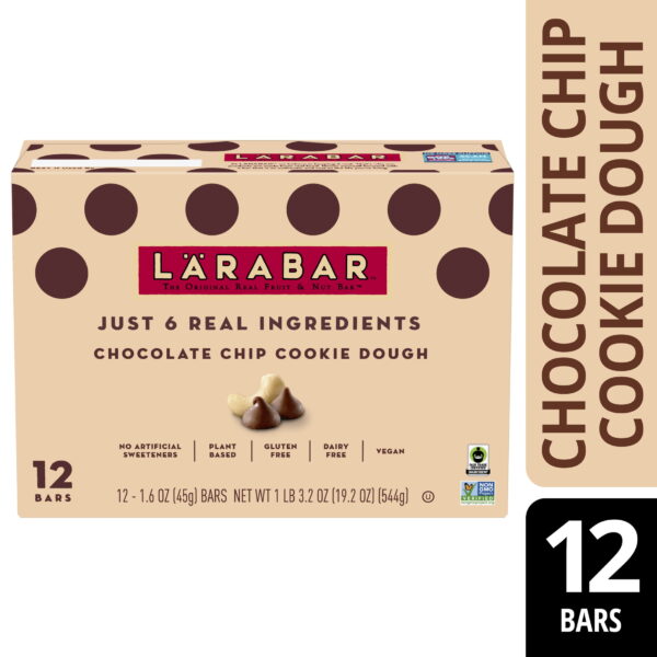 Larabar Chocolate Chip Cookie Dough. Gluten Free Fruit & Nut Bar. 12 Ct