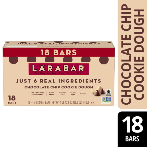 Larabar Chocolate Chip Cookie Dough. Gluten Free Fruit & Nut Bar. 18 Ct