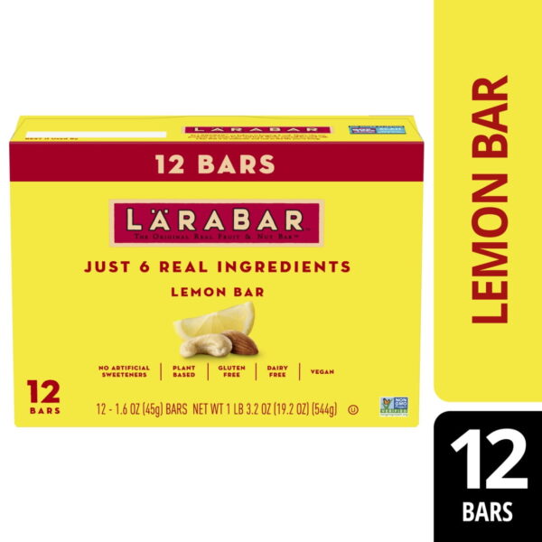 Larabar Lemon Bar Fruit and Nut Bars. Gluten Free and Vegan. 19.2 oz. 12 Ct