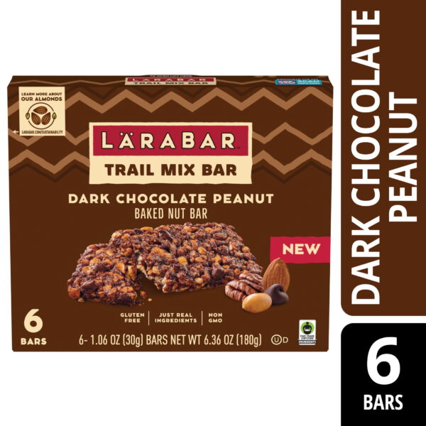Larabar Trail Mix Bars. Dark Chocolate Peanut. Gluten Free Baked Nut Bar. 6 Ct. 6.36 oz
