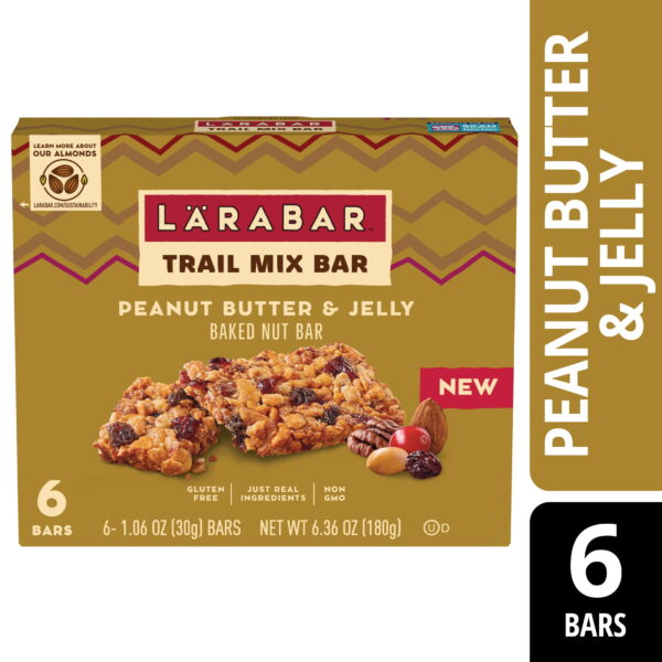 Larabar Trail Mix Bars. Peanut Butter and Jelly. Gluten Free Baked Nut Bar. 6 Ct. 6.36 oz