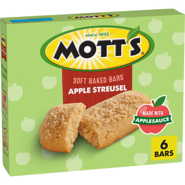 Mott's Soft Baked Bars. Apple Streusel. Made with Applesauce. 6 Ct. 5.76 oz