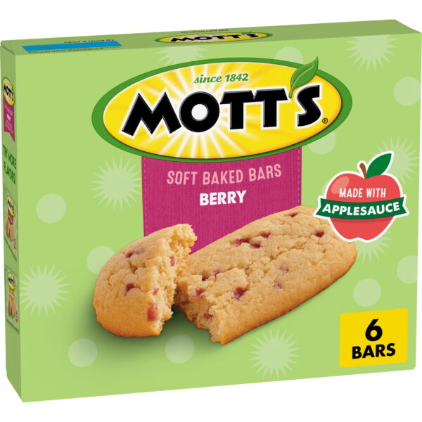 Mott's Soft Baked Bars. Berry. Made with Applesauce. 6 Ct. 5.76 oz