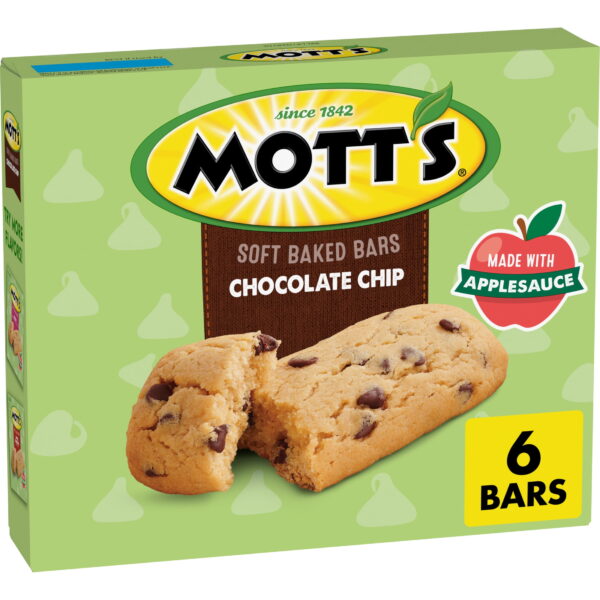 Mott's Soft Baked Bars. Chocolate Chip. Made with Applesauce. 6 Count. 5.76 oz