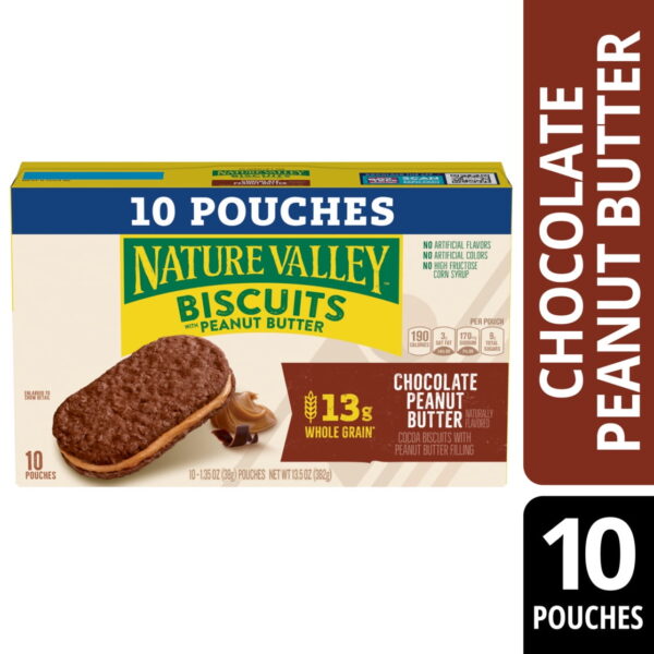 Nature Valley Biscuit Sandwiches. Chocolate Peanut Butter. Snack Bars. 10 Bars. 13.5 oz