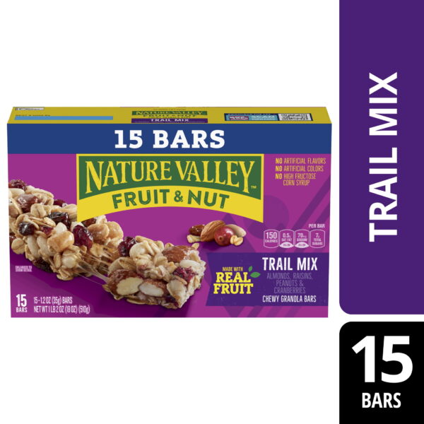 Nature Valley Chewy Fruit and Nut Granola Bars. Trail Mix. 15 Bars. 18 oz