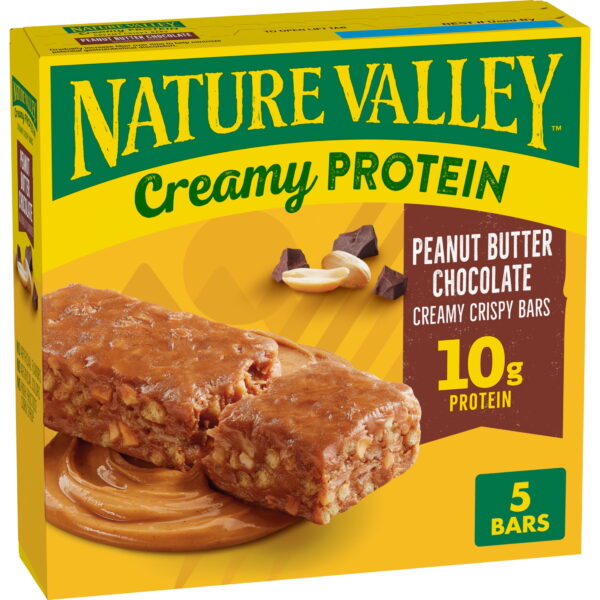 Nature Valley Creamy Protein Bars. Peanut Butter Chocolate. 10g Protein. 5 Bars. 7.45 oz