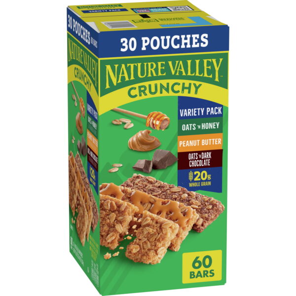 Nature Valley Crunchy Granola Bars. Variety Pack. 60 Bars. 44.7 OZ Count (30 Pouches)
