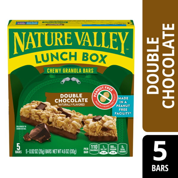 Nature Valley Lunch Box Chewy Granola Bars. Double Chocolate. Peanut Free. 5 Bars. 4.6 oz