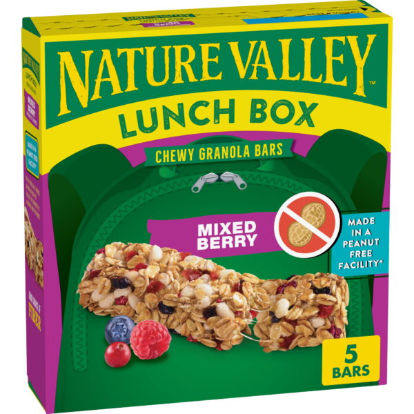 Nature Valley Lunch Box Chewy Granola Bars. Mixed Berry. Peanut Free. 5 Bars. 4.6 oz