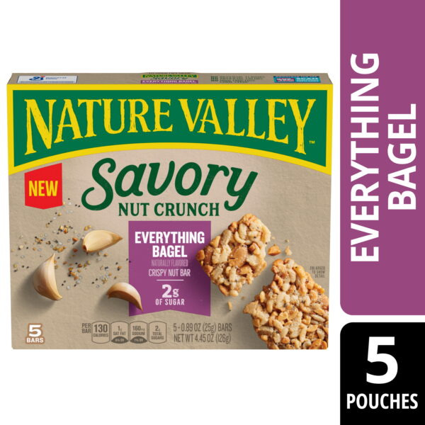 Nature Valley Savory Nut Crunch Bars. Everything Bagel. 5 Bars. 4.45 OZ