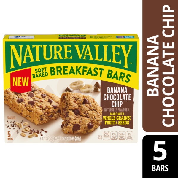 Nature Valley Soft Baked Breakfast Bars. Banana Chocolate Chip. 5 Ct. 8.85 oz