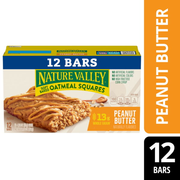 Nature Valley Soft-Baked Oatmeal Squares. Peanut Butter Breakfast Snacks. 12 Ct. 14.88 oz