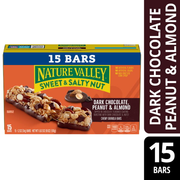 Nature Valley Sweet and Salty Nut Bars. Dark Chocolate Peanut Almond. 15 Bars. 18 oz