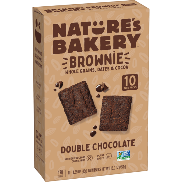 Nature's Bakery. Double Choc Brownie. Twin Packs. 1.59 oz. 10 Count