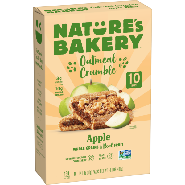 Nature's Bakery. Oatmeal Crumble. Apple. 10 Breakfast Snack Bars. 1.41 oz