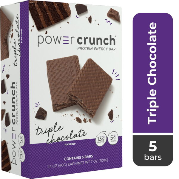 Power Crunch Original Protein Energy Bars. Triple Chocolate. 1.4 oz. 5 Count