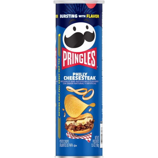 Pringles Philly Cheesesteak Potato Crisps Chips Lunch Snacks 5.5 oz Canister (Pack 2)