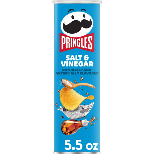 Pringles Salt and Vinegar Potato Crisps Chips. Lunch Snacks. 5.5 oz Canister